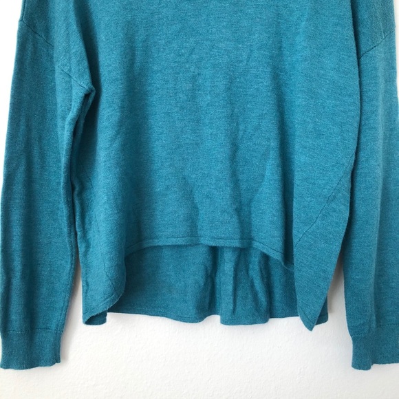 Trouve Nordstrom Cashmere Blend Teal Blue Knit Sweater Sz S Long Sleeve Pullover - Picture 3 of 6